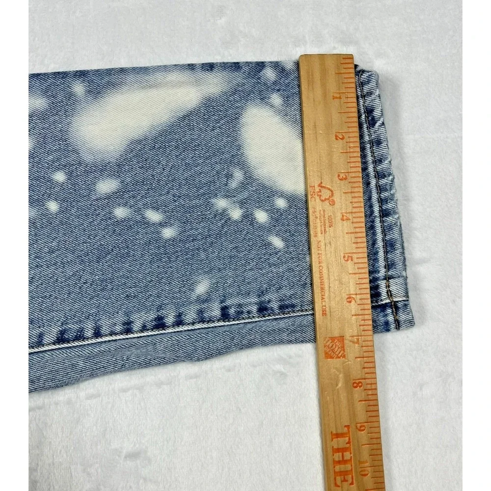 Good American Straight Leg Jeans Womens 6 Fits 28x29 Distressed‎ Bleach Splatter